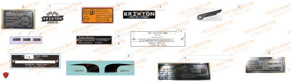 Autocollant BRIXTON Pièces Brixton SUNRAY BX 125 R ABS EURO 5