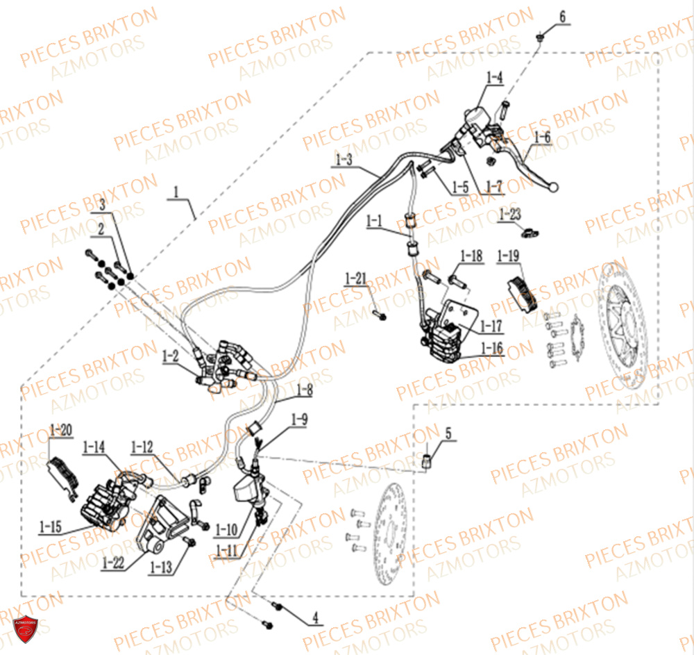 FREINAGE COMPLET CBS BRIXTON SUNRAY BX 125 R ABS EU5