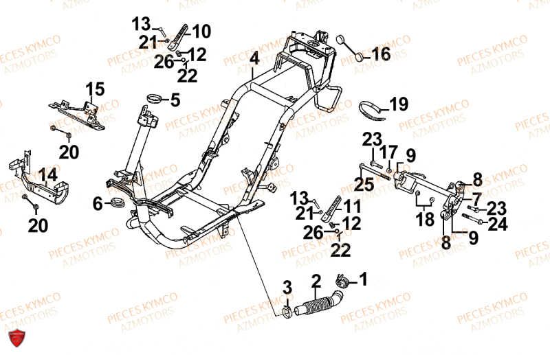 Chassis KYMCO Pieces SUPER 9 AC 50cc 2T EURO II SPORT (SF10DS)