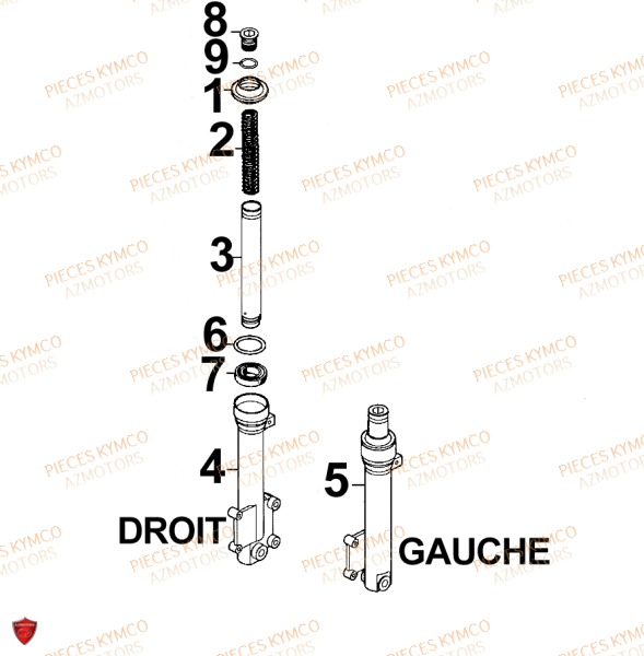 Tube De Fourche KYMCO Pieces SUPER 9 AC 50cc 2T EURO II SPORT (SF10DS)