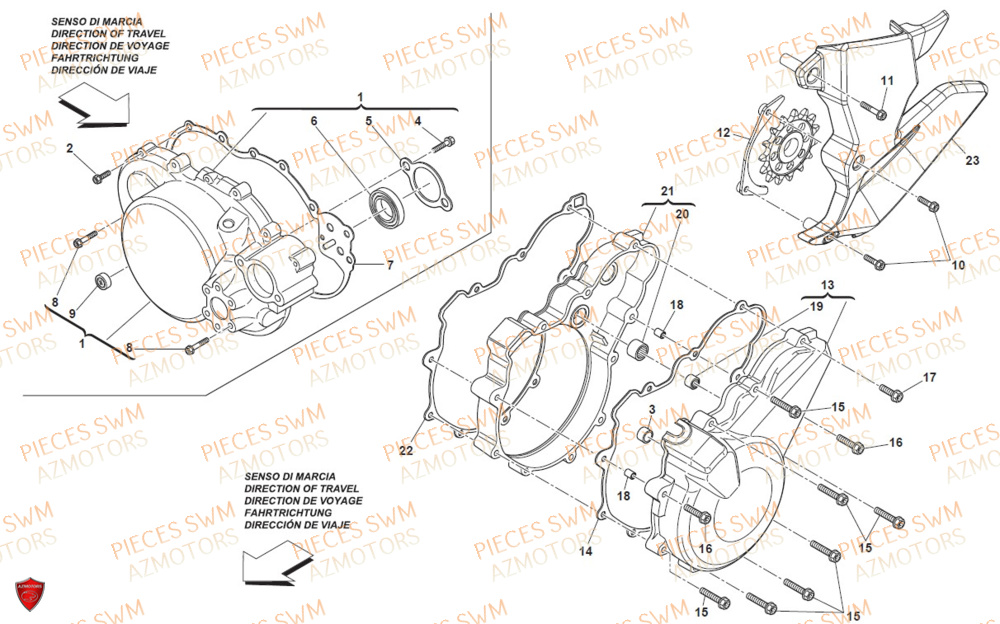 Couvre Carter SWM Pieces SWM Origine SUPER DUAL 600 2017