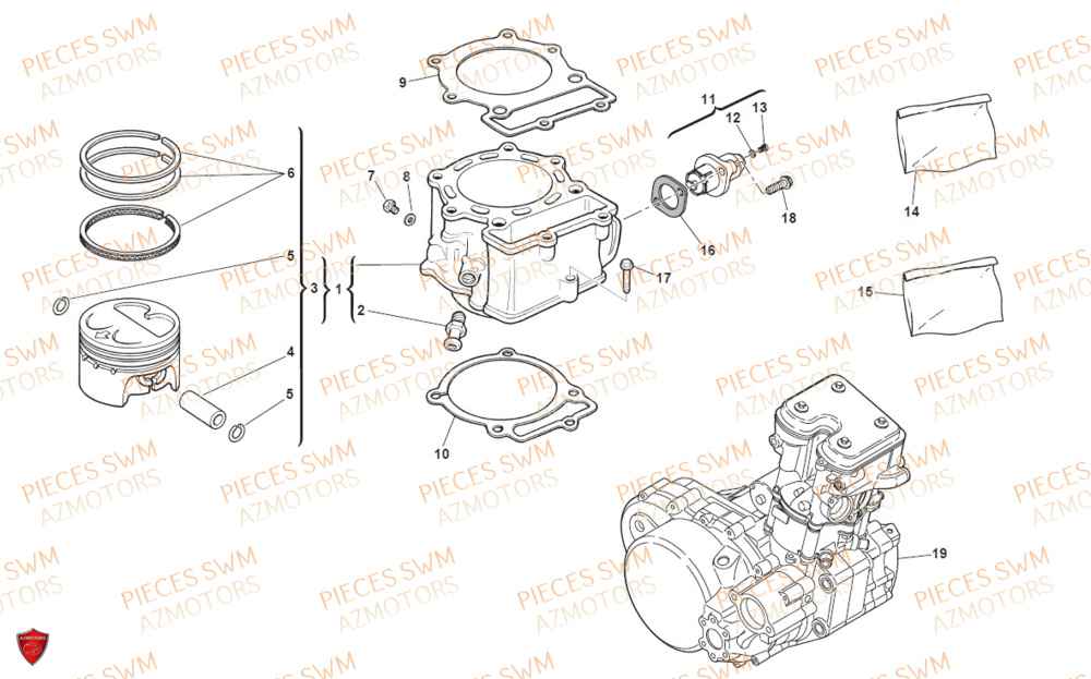 Cylindre SWM Pieces SWM Origine SUPER DUAL 600 2017