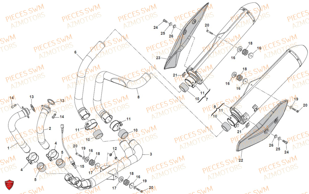 Echappement SWM Pieces SWM Origine SUPER DUAL 600 2017