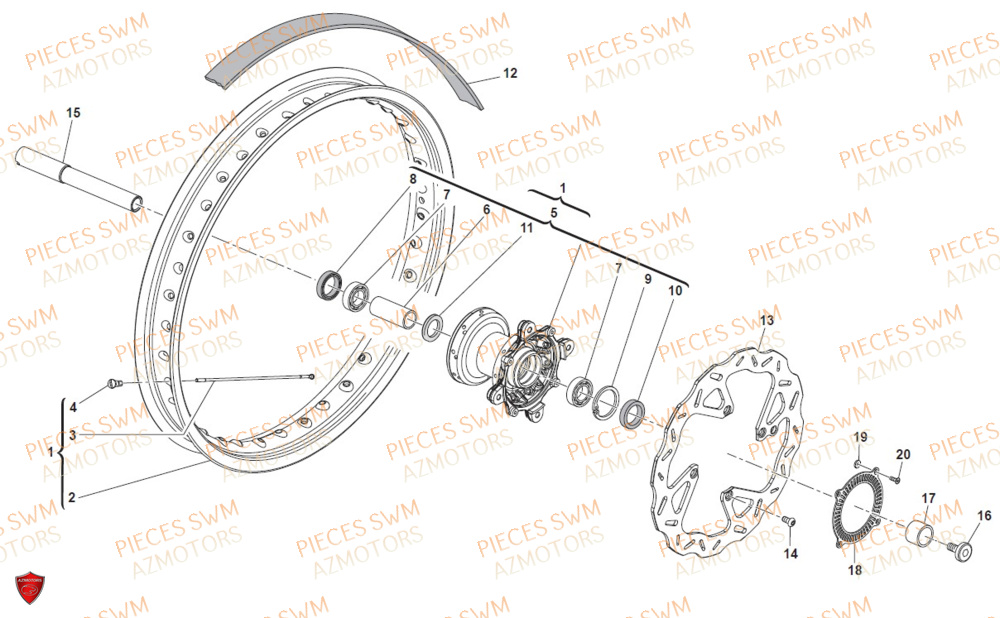 Roue Avant Version T SWM Pieces SWM Origine SUPER DUAL 600 2017