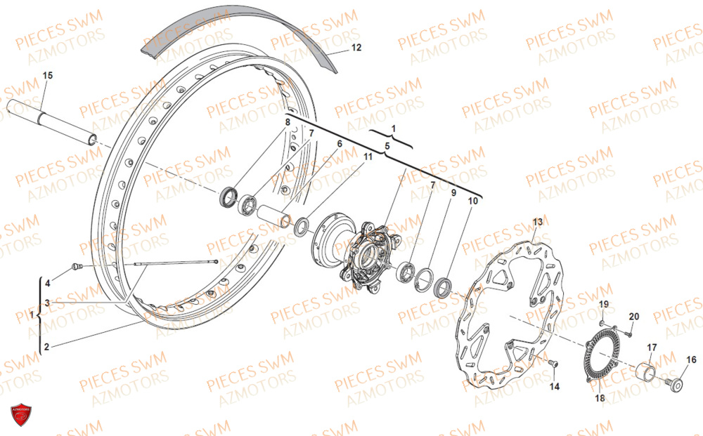 Roue Avant Version X SWM Pieces SWM Origine SUPER DUAL 600 2017