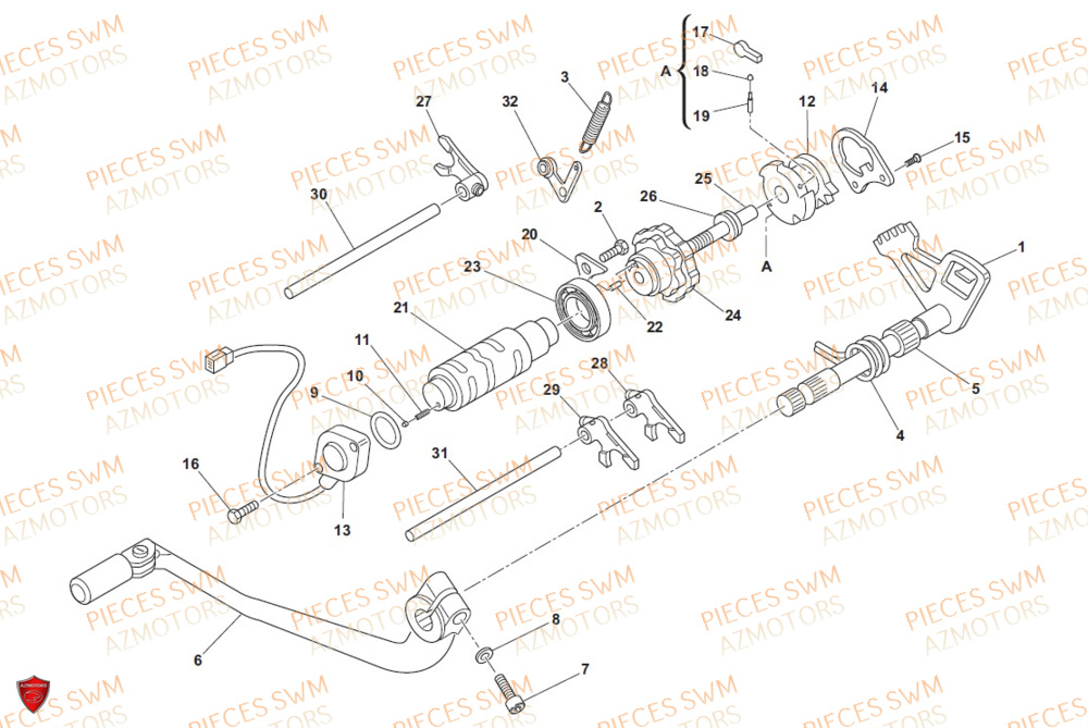 Selecteur De Vitesses SWM Pieces SWM Origine SUPER DUAL 600 2017