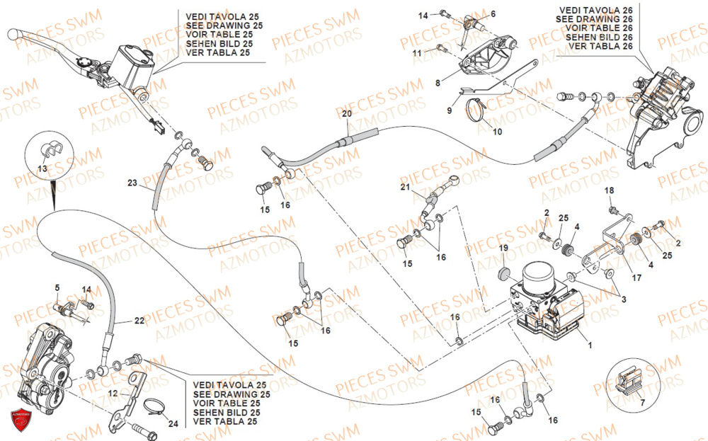 Systeme De Frein SWM Pieces SWM Origine SUPER DUAL 600 2017