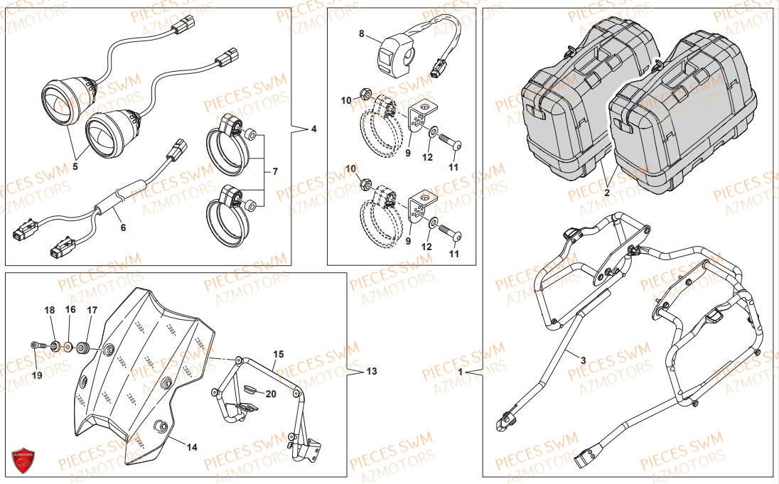 KIT SUPPORT SACOCHES SUPERDUAL - JUSQU A EPUISEMENT SWM pour ACCESSOIRES de SUPERDUAL 650 2017