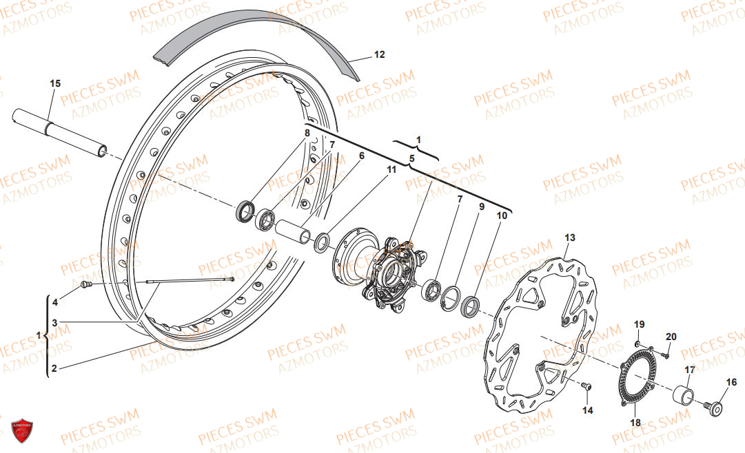 Roue Avant Modele T SWM Pieces SWM Origine SUPER DUAL 650 2017