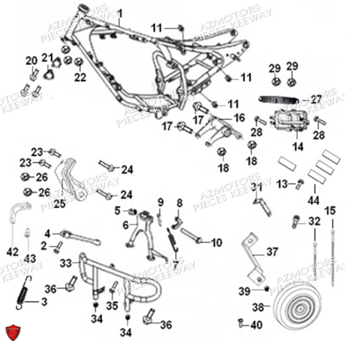 Cadre Chassis KEEWAY PIECES ORIGINE KEEWAY SUPERLIGHT 125 E5 (2021-2025)