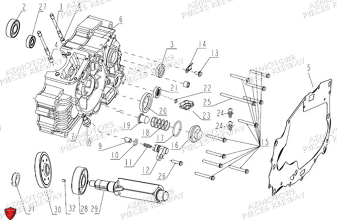 Carter Moteur Gauche KEEWAY PIECES ORIGINE KEEWAY SUPERLIGHT 125 E5 (2021-2025)