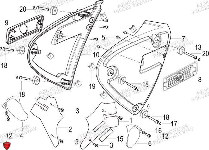 Couvercle Lateral KEEWAY PIECES ORIGINE KEEWAY SUPERLIGHT 125 E5 (2021-2025)