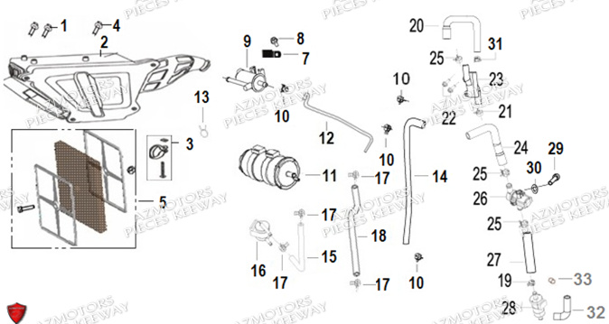 Filtre A Air KEEWAY PIECES ORIGINE KEEWAY SUPERLIGHT 125 E5 (2021-2025)