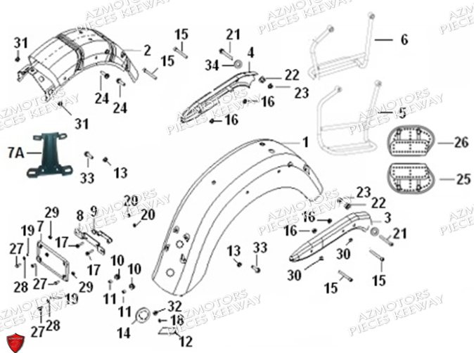 Garde Boue Arriere KEEWAY PIECES ORIGINE KEEWAY SUPERLIGHT 125 E5 (2021-2025)