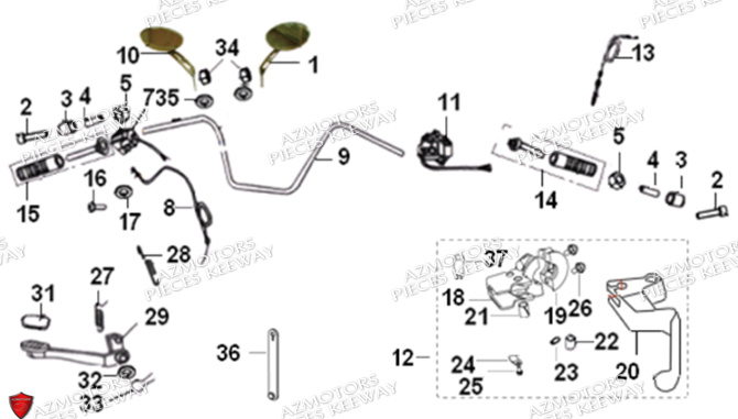 Guidon Retroviseurs KEEWAY PIECES ORIGINE KEEWAY SUPERLIGHT 125 E5 (2021-2025)