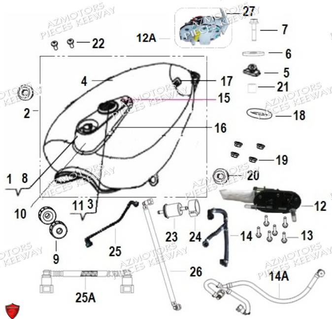 Reservoir A Carburant KEEWAY PIECES ORIGINE KEEWAY SUPERLIGHT 125 E5 (2021-2025)