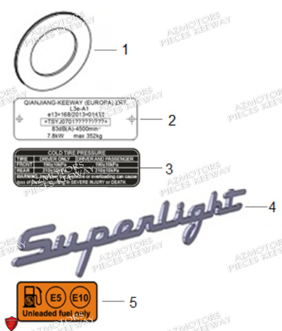 Stickers KEEWAY PIECES ORIGINE KEEWAY SUPERLIGHT 125 E5 (2021-2025)