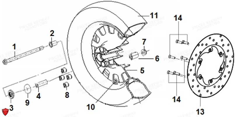 Roue Arriere KEEWAY PIECES ORIGINE KEEWAY MOTO SUPERLIGHT E4 125cc