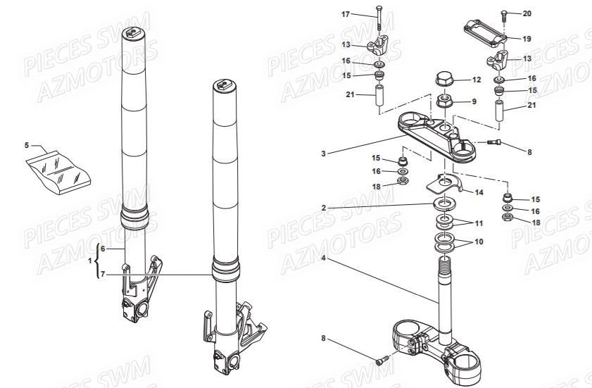 Fourche SWM Pieces SWM Origine VAREZ 125 E4 (2020)