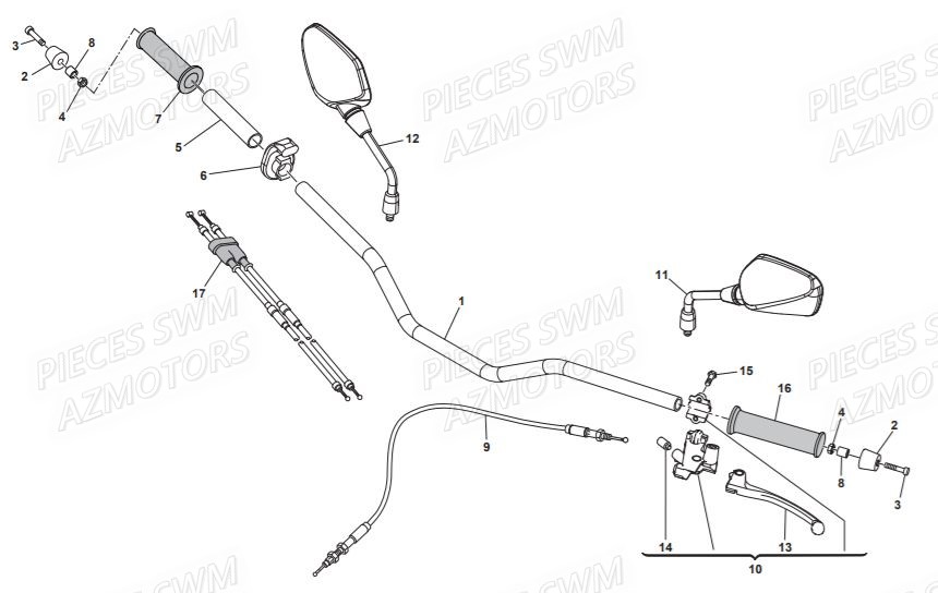 Guidon SWM Pieces SWM Origine VAREZ 125 E4 (2020)