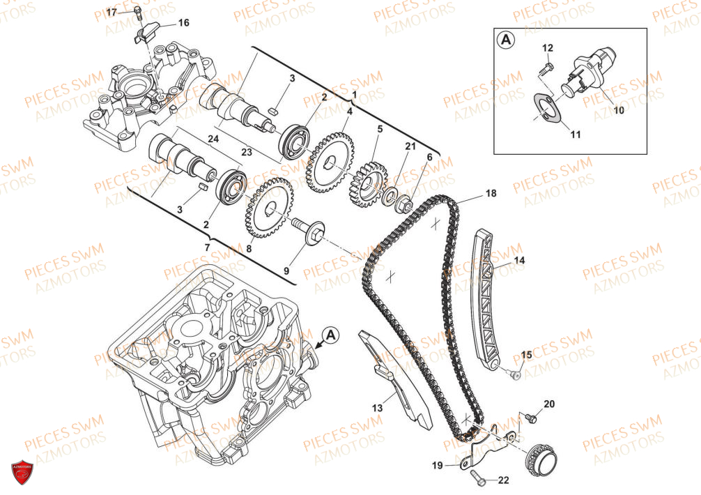 Distribution SWM Pieces SWM Origine VAREZ 125 E5 (2021)