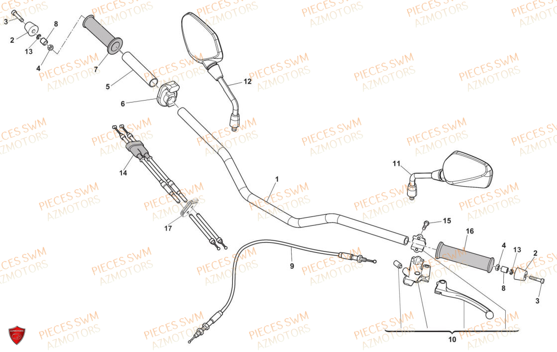 Guidon  Pieces SWM Origine VAREZ 125 E5 (2021)