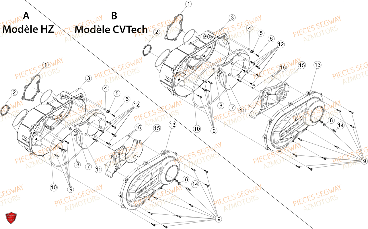 Caches Variateur SEGWAY Pièces BUGGY VILLAIN SX10E