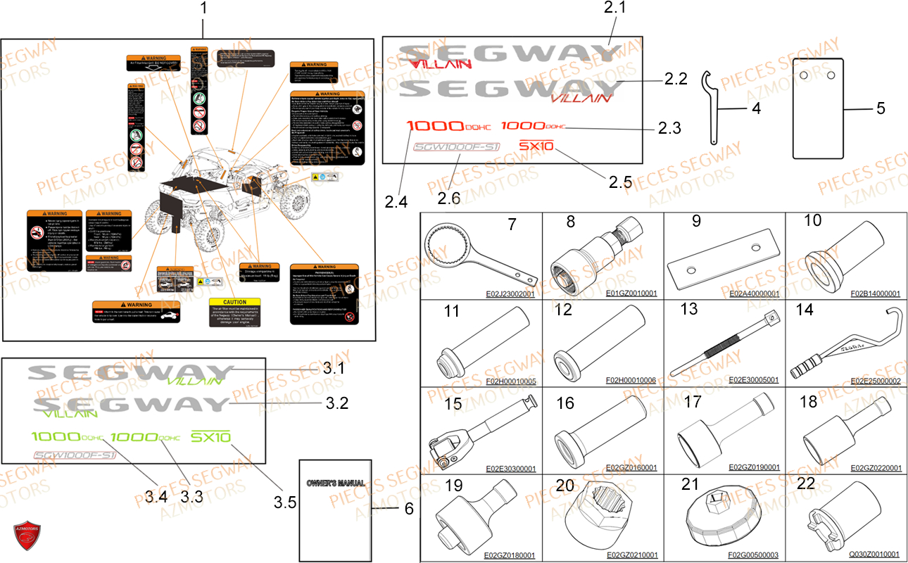 Outils SEGWAY Pièces BUGGY VILLAIN SX10E