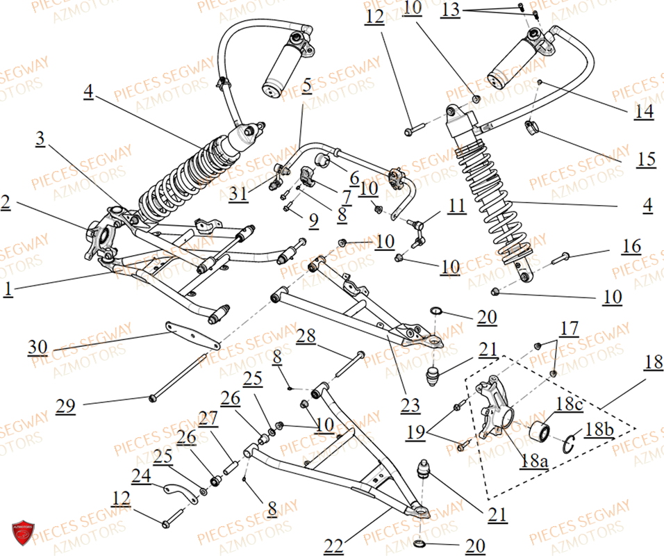 Suspension Avant SEGWAY Pièces BUGGY VILLAIN SX10E