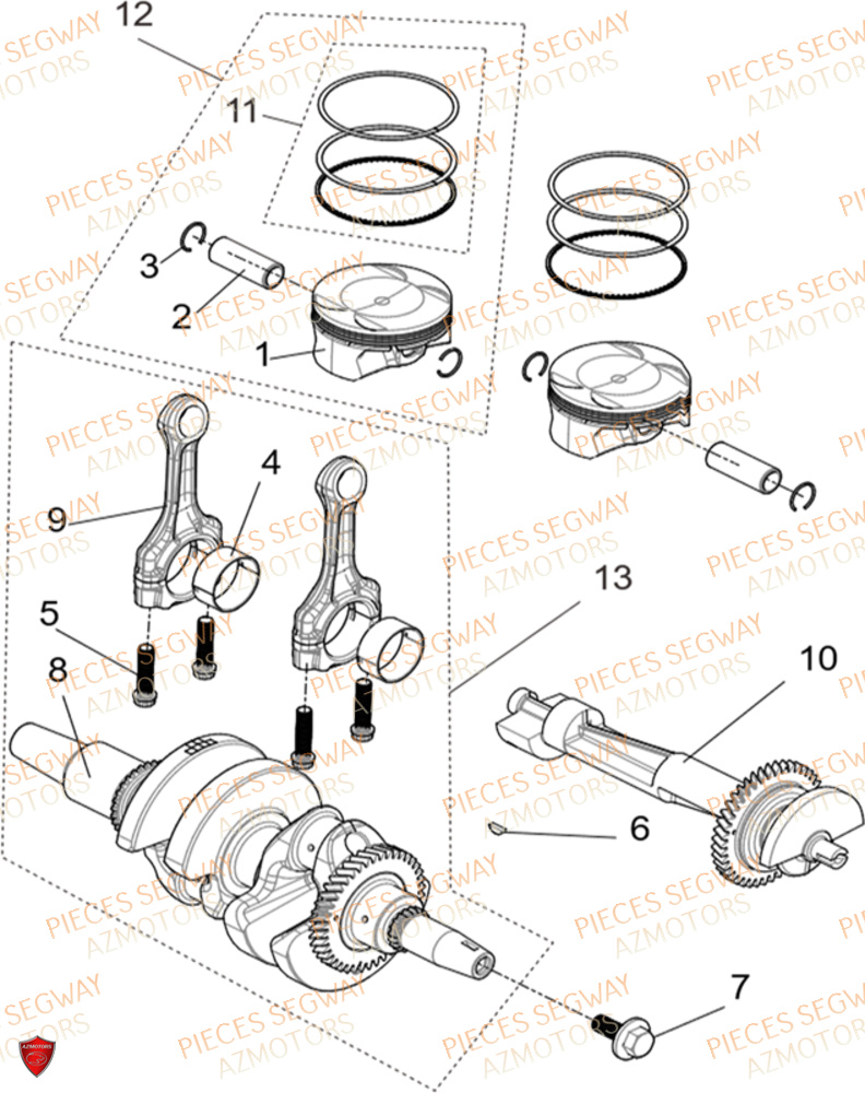 ENSEMBLE VILEBREQUIN PISTON BALANCIER SEGWAY SX10X 2024