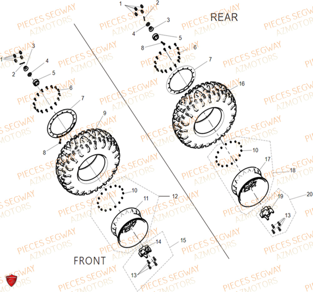 Roues SEGWAY Pièces BUGGY VILLAIN SX10X 2024