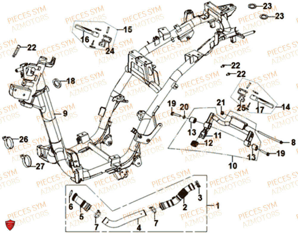 Cadre SYM Pièces SYMPHONY CARGO 125I - AY12W9-EU - (2017-2020)