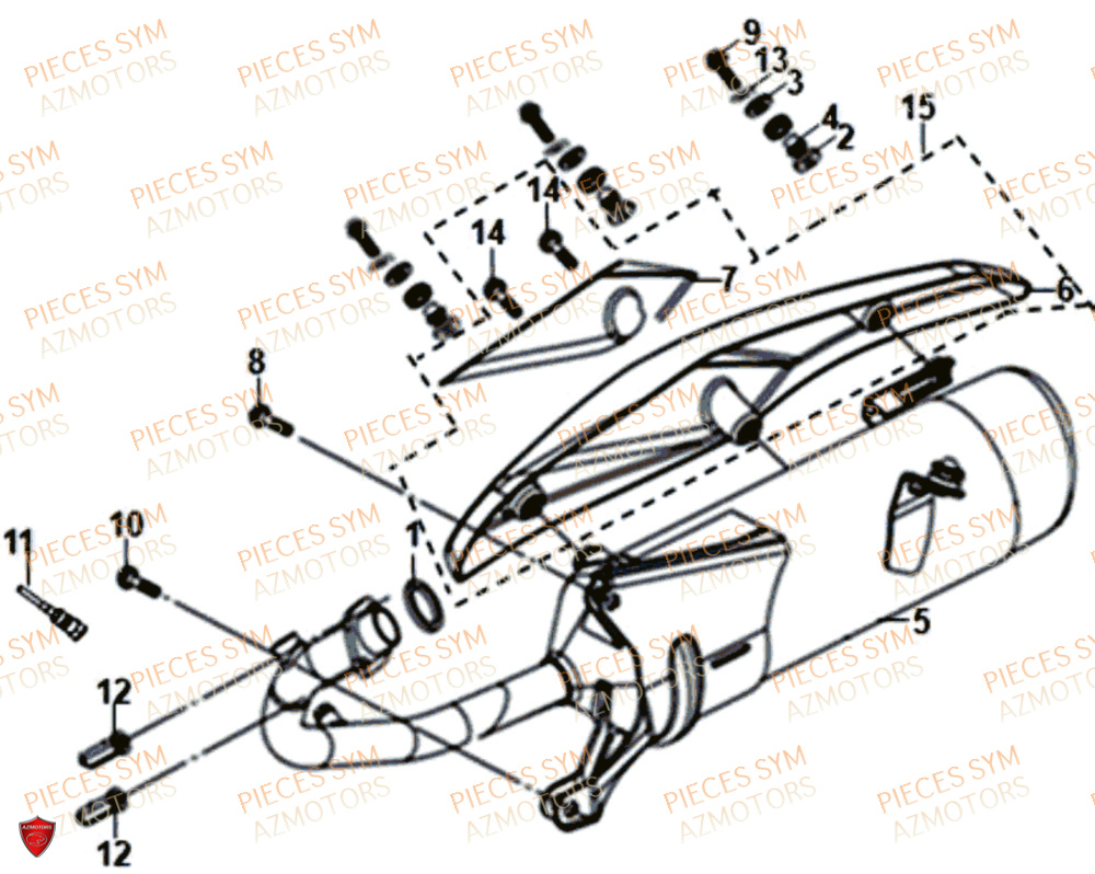 Echappement SYM Pièces SYMPHONY CARGO 125I - AY12W9-EU - (2017-2020)