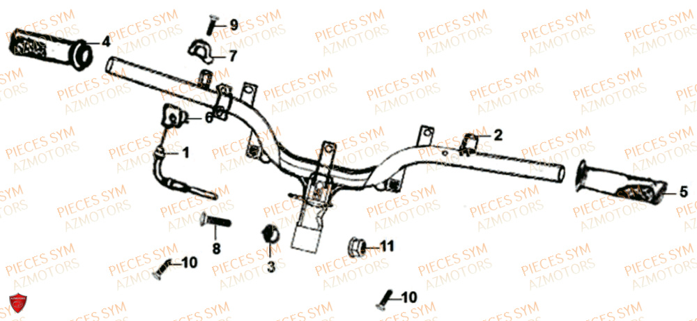 Guidon SYM Pièces SYMPHONY CARGO 125I - AY12W9-EU - (2017-2020)