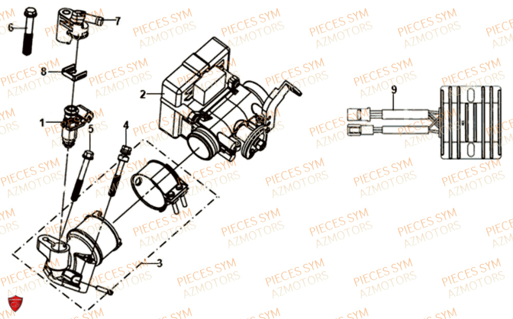 Injecteur Ecu SYM Pièces SYMPHONY CARGO 125I - AY12W9-EU - (2017-2020)