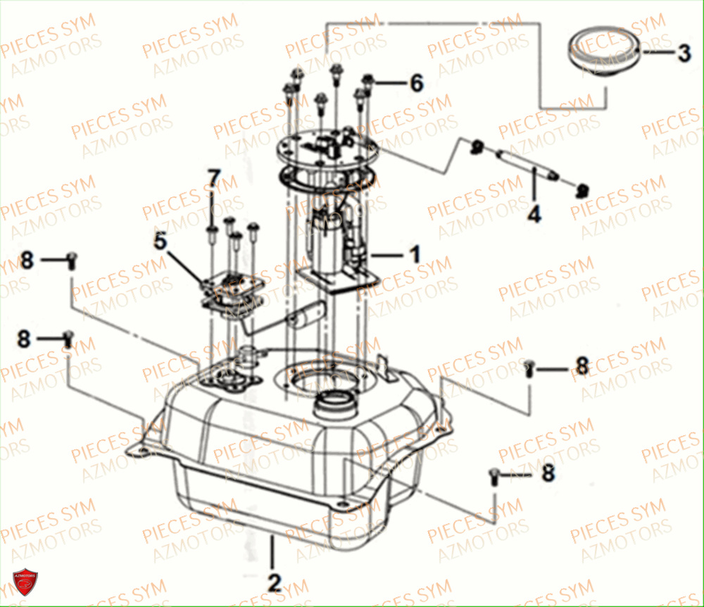 Reservoir A Carburant SYM Pièces SYMPHONY CARGO 125I - AY12W9-EU - (2017-2020)