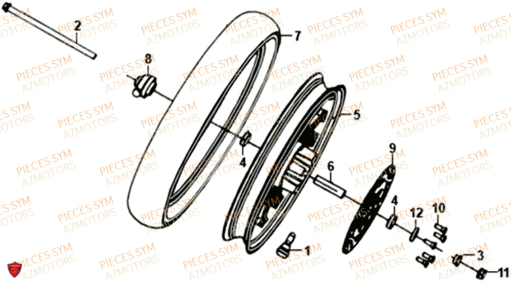 Roue Avant SYM Pièces SYMPHONY CARGO 125I - AY12W9-EU - (2017-2020)