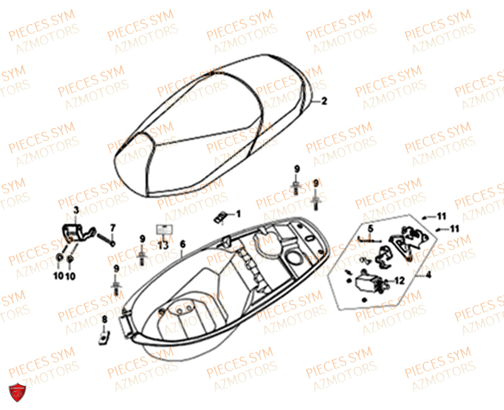 Selle SYM Pièces SYMPHONY CARGO 125I - AY12W9-EU - (2017-2020)