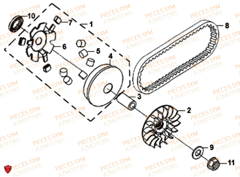 Variateur SYM Pièces SYMPHONY CARGO 125I - AY12W9-EU - (2017-2020)