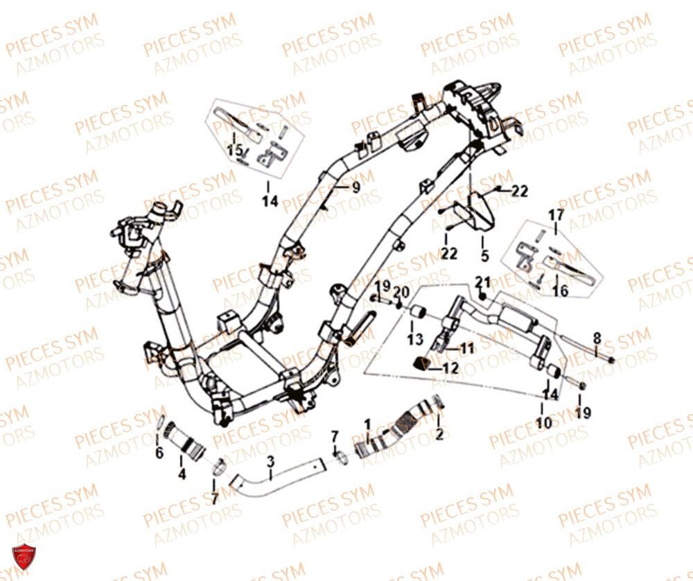 Cadre SYM Pièces SYMPHONY SR 125 - AZ12W4-EU (2017-2020)