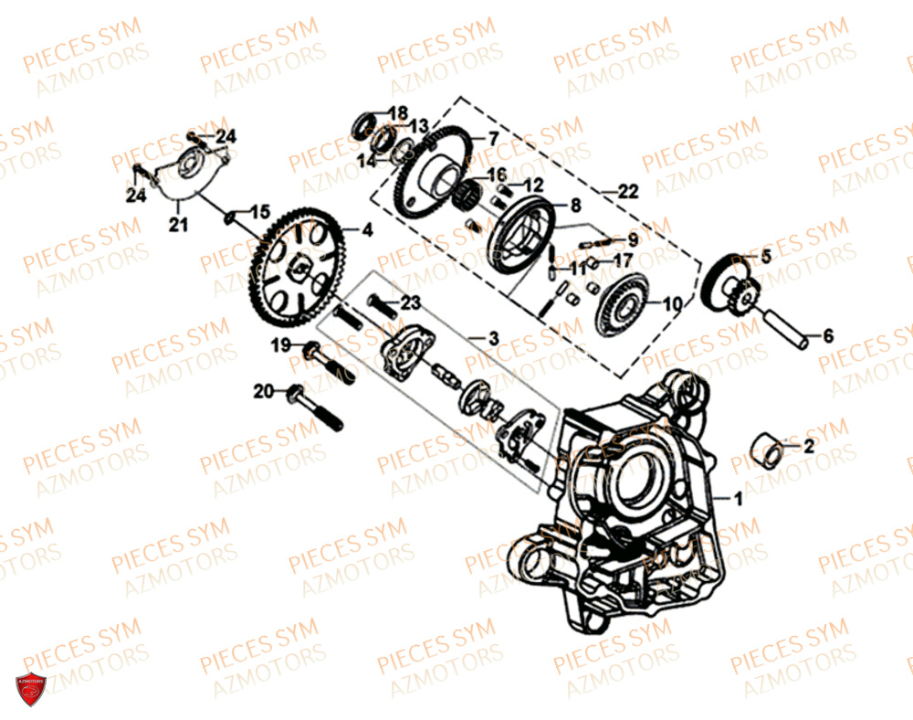 Carter Droit Pompe A Huile SYM Pièces SYMPHONY SR 125 - AZ12W4-EU (2017-2020)