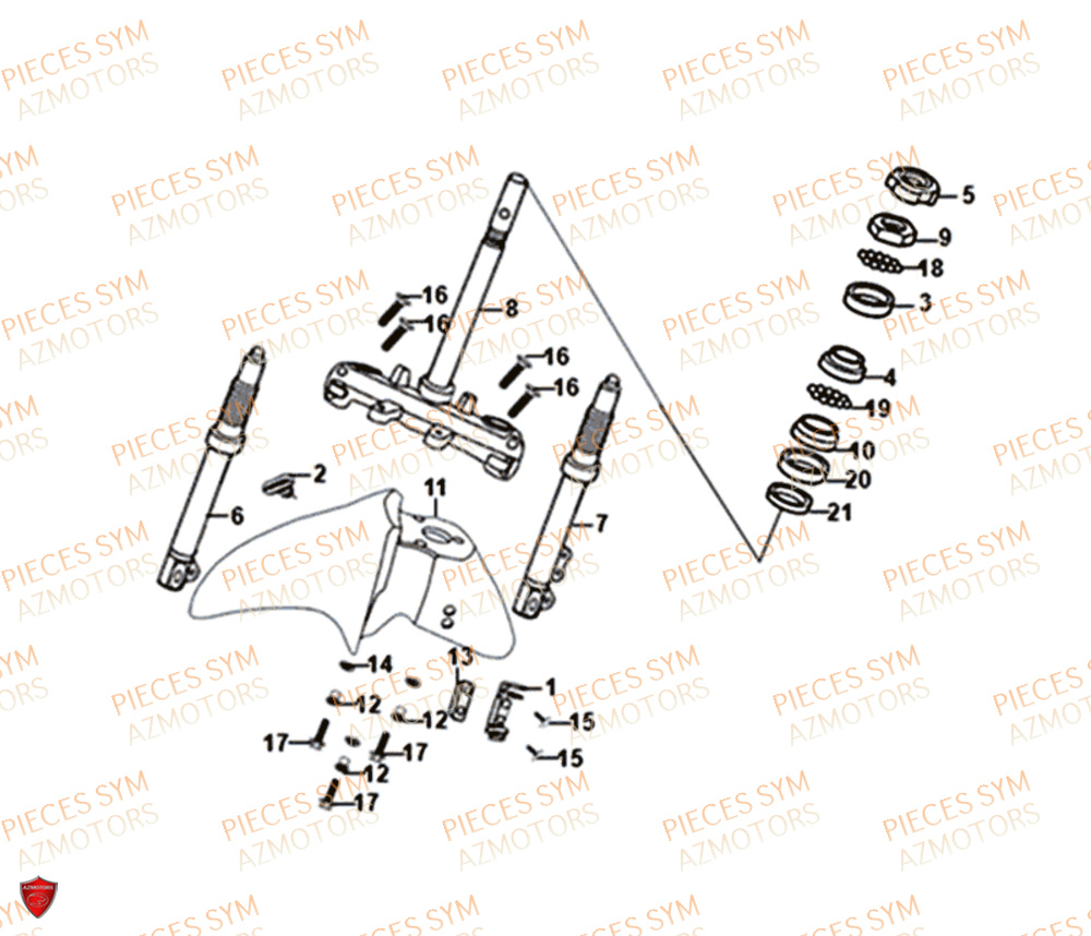 Colonne De Direction SYM Pièces SYMPHONY SR 125 - AZ12W4-EU (2017-2020)