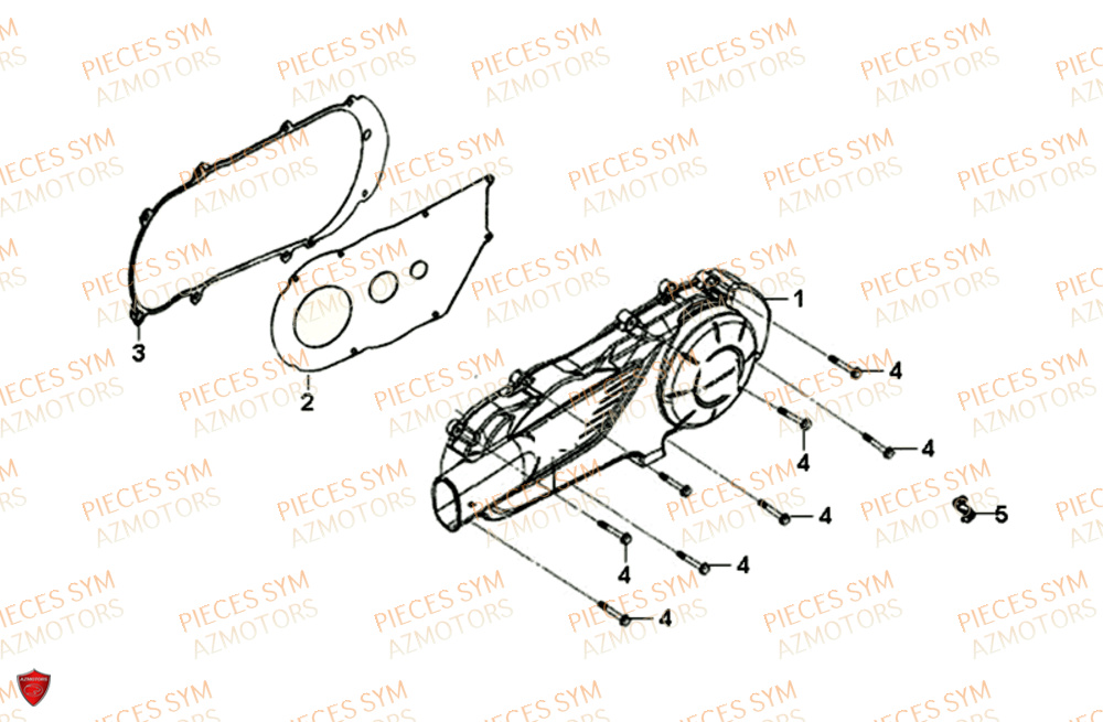 Couvercle De Carter Gauche SYM Pièces SYMPHONY SR 125 - AZ12W4-EU (2017-2020)