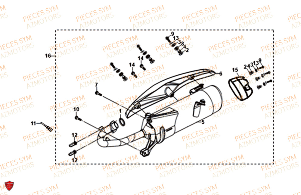 Echappement SYM Pièces SYMPHONY SR 125 - AZ12W4-EU (2017-2020)