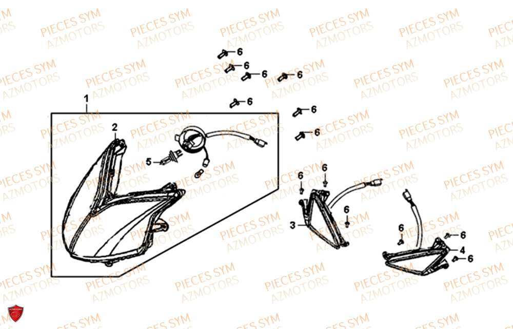 Eclairage Avant SYM Pièces SYMPHONY SR 125 - AZ12W4-EU (2017-2020)