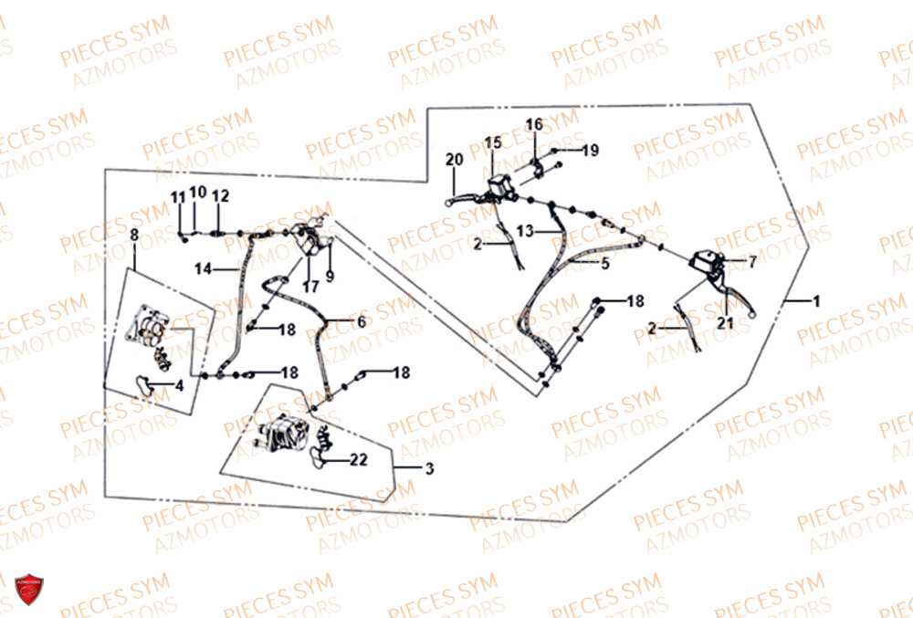 Freinage SYM Pièces SYMPHONY SR 125 - AZ12W4-EU (2017-2020)