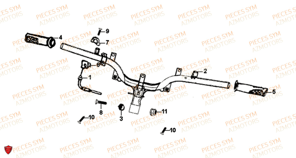 Guidon SYM Pièces SYMPHONY SR 125 - AZ12W4-EU (2017-2020)