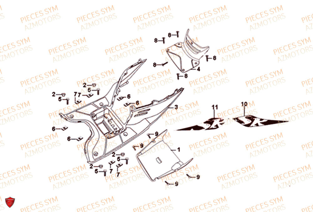 Plancher SYM Pièces SYMPHONY SR 125 - AZ12W4-EU (2017-2020)