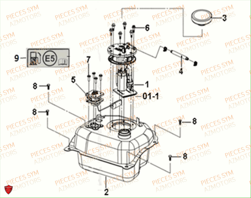 Reservoir A Carburant SYM Pièces SYMPHONY SR 125 - AZ12W4-EU (2017-2020)