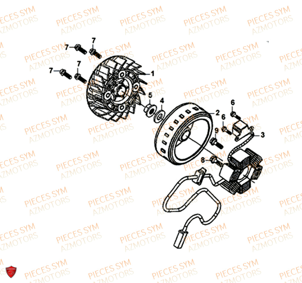 Rotor Stator SYM Pièces SYMPHONY SR 125 - AZ12W4-EU (2017-2020)